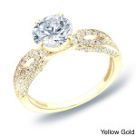 Certified Round Diamond Engagement Ring - Yaffie Gold 1 1/4 ct TDW