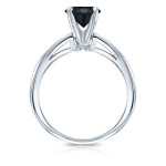 Custom-Made Yaffie™ Black Diamond Solitaire Engagement Ring: Gold 1 1/4ct Round Cut in 4-Prong Setting