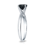 Custom-Made Yaffie™ Black Diamond Solitaire Engagement Ring: Gold 1 1/4ct Round Cut in 4-Prong Setting