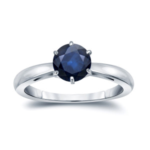 Gold 1 1/4ct 6-Prong Round Cut Blue Sapphire Solitaire Engagement Ring - Custom Made By Yaffie™