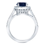 Golden Glamour: 1.25ct Blue Sapphire & 0.33ct Diamond Engagement Ring