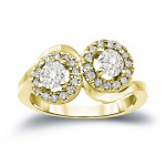 Yaffie Glittering 2-Stone Round Diamond Engagement Ring, 1 1/4ct TDW