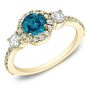 Engage in Elegance with Yaffie Gold Blue Diamond Ring, 1.25ct