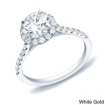 Certified Round Halo Diamond Engagement Ring with 1 1/4ct TDW - Yaffie Gold