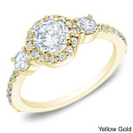 Shine Bright with the Yaffie Gold Diamond Halo Engagement Ring (1.25ct)