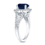 Blue Sapphire and Round Diamond Yaffie Gold Engagement Ring with 1 1/5ct and 1/2ct TDW