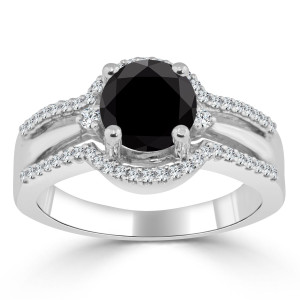 Yaffie ™ Custom-Made Black Round Diamond Engagement Ring with 1 1/5ct TDW in Gold.