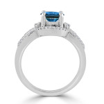 Blue Round Diamond Engagement Ring with Yaffie Gold Sparkle - 1 1/5ct TDW