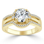 Certified Yaffie Gold Round Diamond Engagement Ring with 1 1/5ct TDW