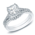 Say Yes to Yaffie Sparkling Princess-cut Halo Engagement Rings - 1 1/5ct TDW