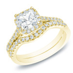 The Yaffie Gold Princess-cut Diamond Halo Engagement Ring Set with 1 1/5ct TDW