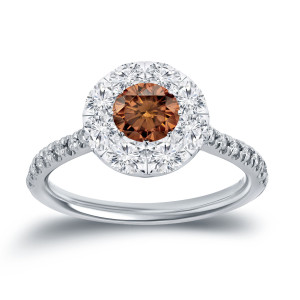 Engagement Ring with 1 1/6ct TDW Brown and White Diamond in Yaffie Gold