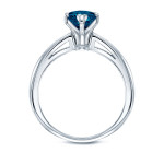 Sparkling Blue Diamond Heart Solitaire Engagement Ring by Yaffie Gold - 1 1/6ct Total Diamond Weight