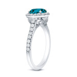 Blue Round Halo Diamond Engagement Ring by Yaffie Gold - featuring 1.75ct TDW