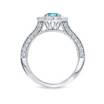 Blue and White Diamond Halo Engagement Ring with Yaffie Gold 1 3/4ct TDW
