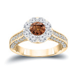 Brown and White Diamond Engagement Ring with 1 3/4ct TDW by Yaffie Gold