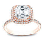 Certified Asscher-Cut Diamond Halo Engagement Ring with 1.75ct TDW by Yaffie Gold