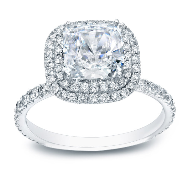 Certified Cushion Cut Diamond Engagement Ring - Yaffie Gold 1 3/4ct TDW