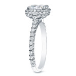 Certified Cushion Diamond Halo Engagement Ring with Yaffie Gold, featuring 1 3/4ct TDW