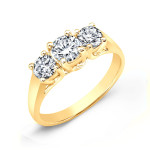 Gold Yaffie Engagement Ring with 1.75ct TDW Diamonds in a 3-Stone Setting