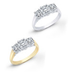 Gold Yaffie Engagement Ring with 1.75ct TDW Diamonds in a 3-Stone Setting