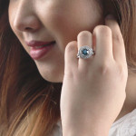 Double Halo Blue Diamond Engagement Ring with 1 3/4ct TDW by Yaffie Gold
