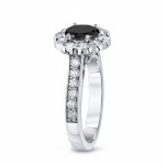 Yaffie Custom Black Diamond Halo Engagement Ring with 1.75ct TDW Round Cut Gold Center