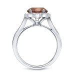 Engagement Ring: Glowing Yaffie Gold with a Round-cut 1 3/4ct TDW Brown Diamond Halo