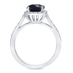 Blue Sapphire & Diamond Engagement Ring with Yaffie Gold - 2ct Total Weight