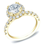 Certified Round Diamond Engagement Ring - Yaffie Gold, 1 3/5ct TDW