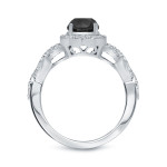 Yaffie ™ Black Diamond Halo Engagement Ring: Custom 1 3/8ct TDW Gold Design