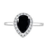 Yaffie™ Custom Black Pear-Shaped Diamond Halo Engagement Ring in 1.4/6ct Gold