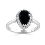 Yaffie™ Custom Black Pear-Shaped Diamond Halo Engagement Ring in 1.4/6ct Gold