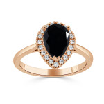 Yaffie™ Custom Black Pear-Shaped Diamond Halo Engagement Ring in 1.4/6ct Gold