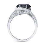 Custom Yaffie ™ Black Diamond Bridal Set with 1.875ct Round Cut Sparkle and Halo Finish.