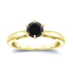 Yaffie ™ handcrafted black diamond ring: 1/2ct sleek cut gold sparkler for your perfect engagement.