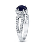 A Halo Ring with 1/2ct Blue Sapphire and 1/2ct Diamond Sparkle by Yaffie Gold