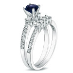 Gold Bridal Set with 1/2ct Blue Sapphire & 1/2ct Diamond