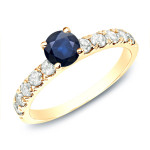 Yaffie Gold Blue Sapphire & Diamond Engagement Ring - 1ct Total Weight