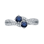 Yaffie Gold 2-Stone Round Diamond and Blue Sapphire Engagement Ring, 1/4ct TDW, 1/2ct.