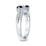 Blue Sapphire & Diamond 2-Stone Engagement Ring: Yaffie Gold 1/2ct & 1/4ct TDW