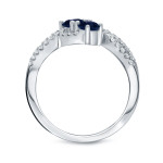 Yaffie Gold 2-Stone Round Diamond and Blue Sapphire Engagement Ring, 1/4ct TDW, 1/2ct.