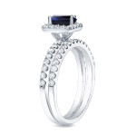 Yaffie™ Handcrafted Bridal Set with 1/2ct Blue Sapphire and 3/4ct TDW Diamonds in Gold