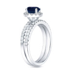 Gold Bridal Ring Set with 1/2ct Blue Sapphire & 3/4ct Total Diamond Weight