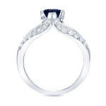 Blue Sapphire and Round Diamond Bridal Ring Set with 1/2ct and 3/4ct TDW in Yaffie Gold