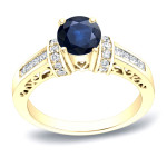 Sapphire and Diamond Engagement Ring - Yaffie Gold