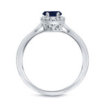 Gold Sapphire and Diamond Engagement Ring with a Halo of Sparkle