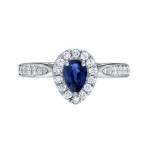 Yaffie Gold Blue Sapphire & Diamond Engagement Ring (1/2ct pear & 1/4ct TDW)