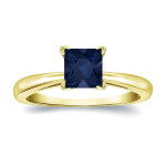 Sapphire Sparkle: Yaffie Gold 1/2ct Princess Cut Blue Solitaire Ring