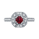 Sparkling Yaffie Gold Ruby and Diamond Engagement Ring Cluster (1/2ct Ruby, 1/3ct TDW)